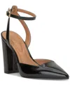 Jessica Simpson Nazela Pointed Toe Ankle Strap Pump In Black Patent
