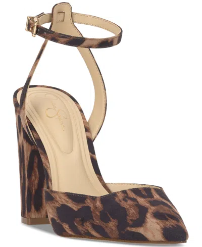 Jessica Simpson Women's Nazela Two-piece Pointed-toe Pumps In Natural Leopard