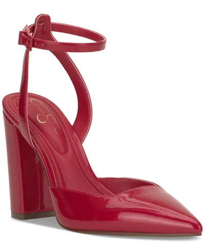 Jessica Simpson Women's Nazela Two-piece Pointed-toe Pumps In Red Muse Patent