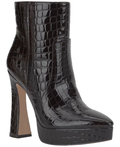 Jessica Simpson Women's Nerix Platform Ankle Booties In Dark Brown Croco