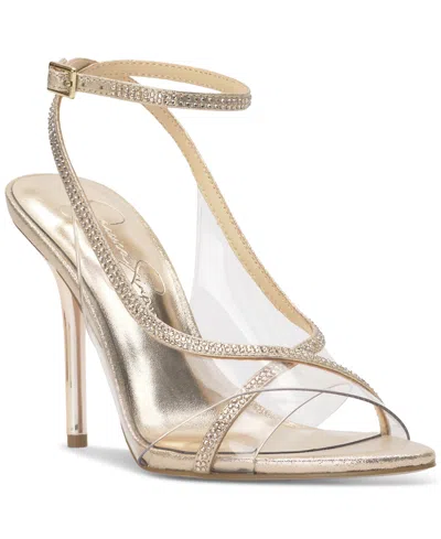 Jessica Simpson Women's Novina Embellished Stiletto Dress Sandals In Clear,champagne