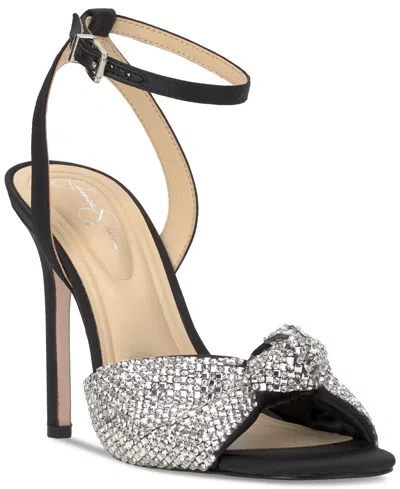 Jessica Simpson Women's Ohela Ankle-strap Dress Sandals In Black Satin