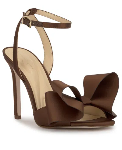 Jessica Simpson Women's Olivine Bow High-heel Stiletto Dress Sandals In Brown