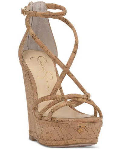 Jessica Simpson Women's Olype Strappy Wedge Sandals In Natural Cork