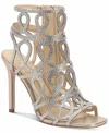 Jessica Simpson Women's Opalite Rhinestone Gold Formal Stiletto Heel Sandal In Champagne In White