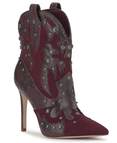 Jessica Simpson Palieve 4 Snakeskin Embossed Bootie In Burgundy