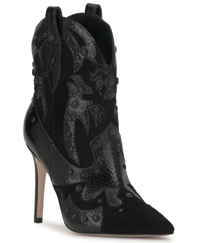 Jessica Simpson Palieve 4 Snakeskin Embossed Bootie In Black
