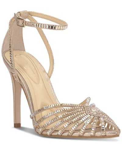 Jessica Simpson Women's Paveri Huarache Rhinestone Stiletto Pumps In Neutral