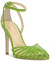 Jessica Simpson Paveri Ankle Strap Pointed Toe Pump In Lizard Green Lizard Patent