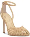 Jessica Simpson Paveri Ankle Strap Pointed Toe Pump In Natural Raffia Multi