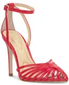 Jessica Simpson Paveri Ankle Strap Pointed Toe Pump In Poppy Red Patent