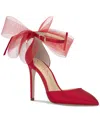 Jessica Simpson Phindies Ankle Strap Pointed Toe Pump In Red Muse Satin
