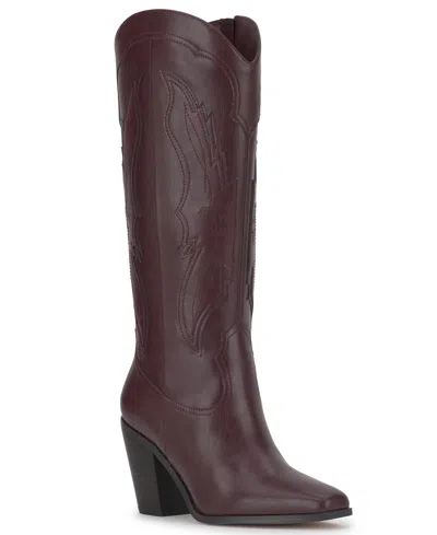 Jessica Simpson Women's Raevini Tall Western Cowboy Boots In Cherry Mahogany