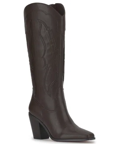 Jessica Simpson Women's Raevini Tall Western Cowboy Boots In Dark Truffle