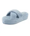 Jessica Simpson Women's Ribbed Terry Cross Band Slide Platform Slipper In Blue