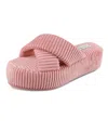 Jessica Simpson Women's Ribbed Terry Cross Band Slide Platform Slipper In Dusty Pink