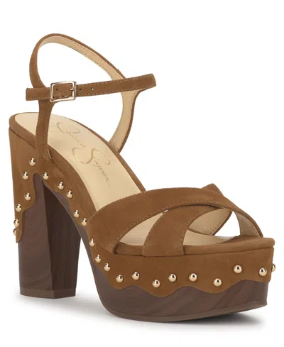 Jessica Simpson Samintia Ankle Strap Platform Sandal In Brown