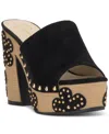 Jessica Simpson Shelbie Black Suede Platform High Heel Slide Sandals In Black Suede