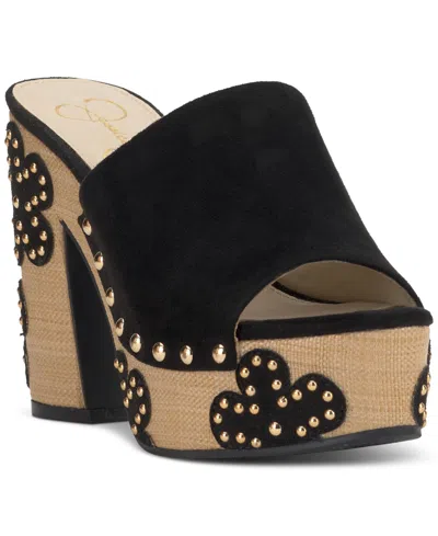 JESSICA SIMPSON WOMEN'S SHELBIE FLORAL WOOD HEELED PLATFORM SANDALS
