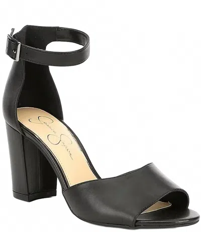 Jessica Simpson Women's Sherron Leather Ankle Strap Heel In Black