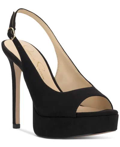 Jessica Simpson Women's Sibilla Slingback Platform Stiletto Pumps In Black Nubuck