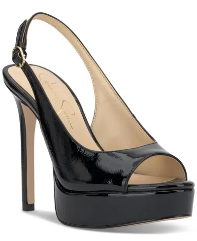 Jessica Simpson Women's Sibilla Slingback Platform Stiletto Pumps In Black Patent