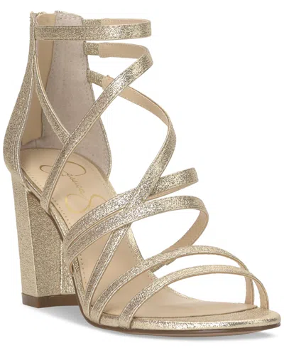 Jessica Simpson Women's Stassey Strappy Block Heel Dress Sandals In Champagne Metallic