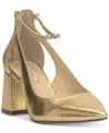 Jessica Simpson Sylan Chain Ankle Strap Pointed Toe Pump In Gold Metallic