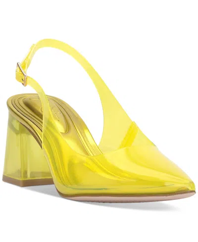 Jessica Simpson Women's Syrina Vinyl Slingback Pumps In Bright Yellow