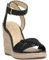 Jessica Simpson Talise Ankle Strap Espadrille Platform Wedge Sandal In Black