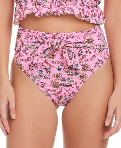 Jessica Simpson Women's Tie-front Floral-print High-waist Bottom In Blossom Multi