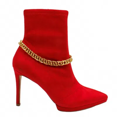 Jessica Simpson Women's Valyn 4 Chained Stiletto Heel Ankle Boots In Wicked Red