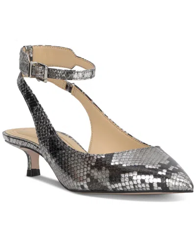 Jessica Simpson Women's Vellana Ankle-strap Kitten-heel Pumps In Chrome Snake
