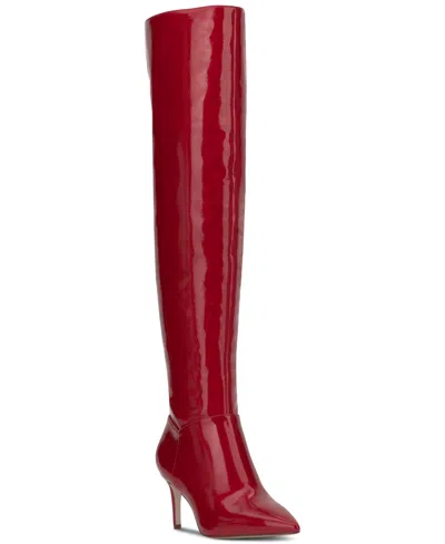 Jessica Simpson Women's Verity Wide-calf Over-the-knee Dress Boots In Red Muse Patent