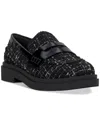 Jessica Simpson Xuris Womens Round Toe Slip On Loafers In Black Sequin Tweed