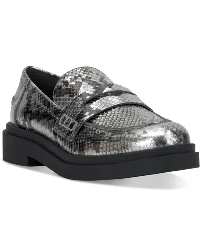 Jessica Simpson Women's Xuris Penny Loafer Flats In Chrome Snake