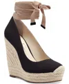 Jessica Simpson Zavida Womens Wedge Ankle Strap Espadrilles In Black Canvas