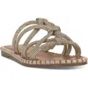 Jessica Simpson Womens Embellished Faux Leather Slide Sandals