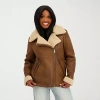 Jessica Simpson Womens Faux Shearling Midweight Jacket In Multi