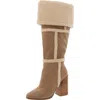 Jessica Simpson Womens Faux Suede Faux Fur Over-the-knee Boots In Silver