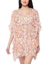 Jessica Simpson Womens Floral Sheer Caftan Swim Cover-up In Multi