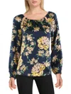 JESSICA SIMPSON WOMENS KEYHOLE FLORAL PEASANT TOP