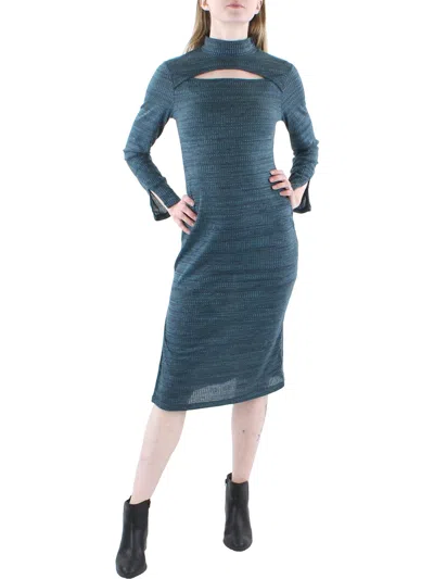 Jessica Simpson Womens Knit Mock Neck Sheath Dress In Blue
