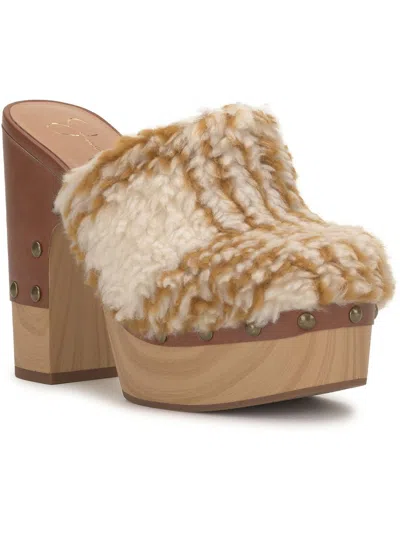 Jessica Simpson Womens Leather Slip On Wedge Sandals In Multi