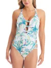 Jessica Simpson Womens Printed Cut-out One-piece Swimsuit In Multi