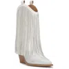 Jessica Simpson Paredisa Rhinestone Fringe Cowboy Booties In White