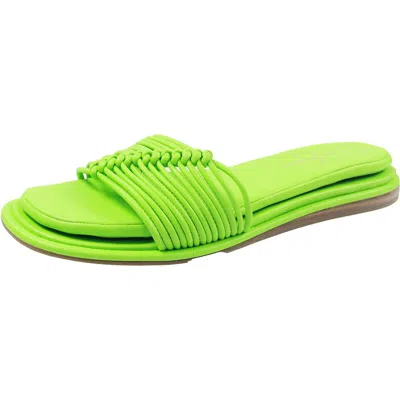 Jessica Simpson Womens Strappy Faux Leather Slide Sandals In Green