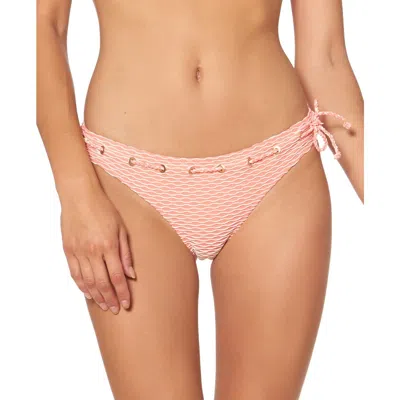 Jessica Simpson Womens Striped Hipster Swim Bottom Separates In Orange