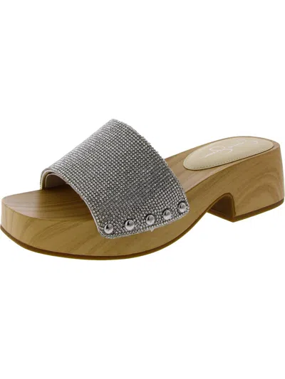 Jessica Simpson Womens Textured Studded Clogs In Silver