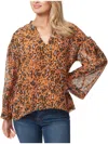 Jessica Simpson Womens V-neck Animal Print Tunic Top In Brown